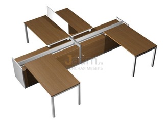 Мебель для персонала Рабочая станция (4x120) на 2-x опорных тумбах-купе с ProSystem КВ 0173 БН