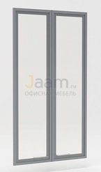 Мебель для персонала Двери средние стеклянные в профиле МДФ - комплект 2 шт P-023