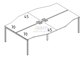 Мебель для персонала Рабочая станция со столами эргономичными "Техно" на металлокаркасе DUE Б2 191-2 БП
