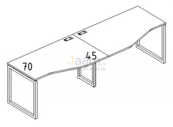 Мебель для персонала Рабочая станция со столами эргономичными "Техно" на металлокаркасе QUATTRO Б4 061-2 БП