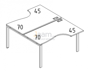 Мебель для персонала Рабочая станция со столами эргономичными "Классика" на металлокаркасе UNO Б1 185 БП